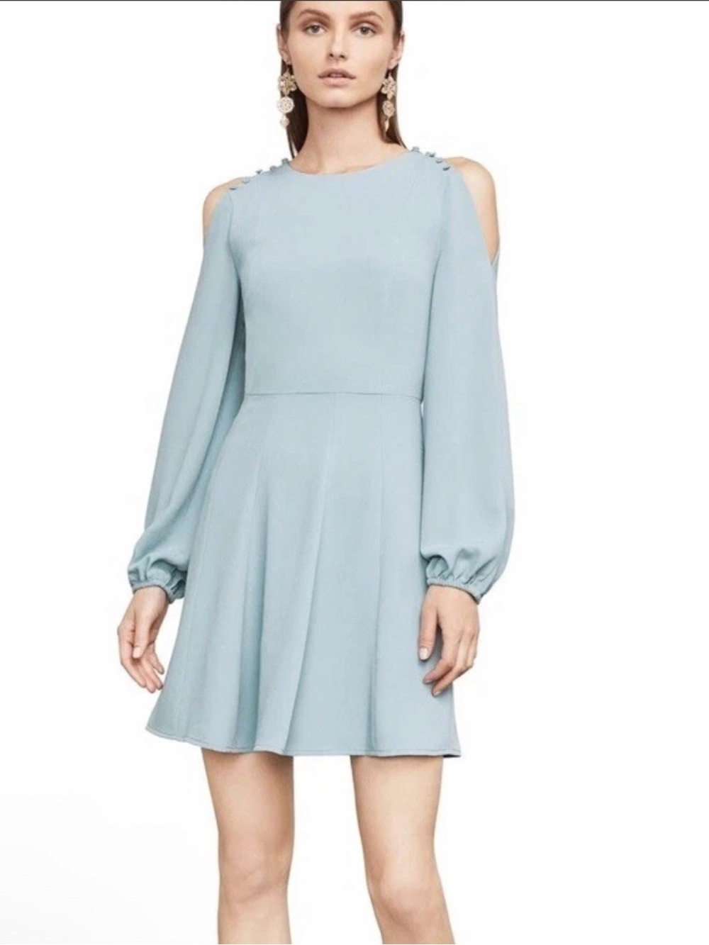BCBGMaxAzria Light Blue Bailey Cold-Shoulder Mini Dress
